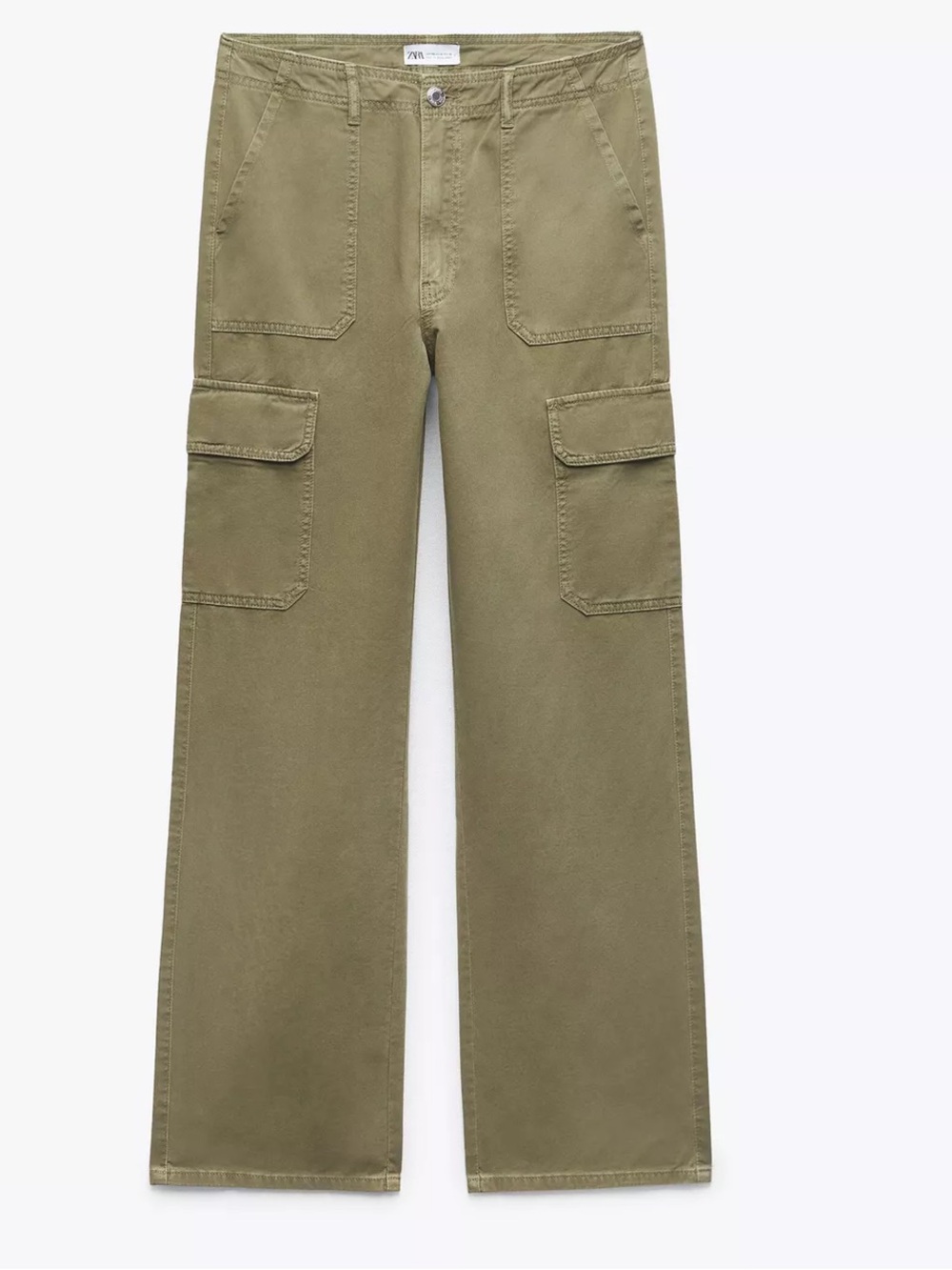 Zara straight (wide) leg high waist cargo pants